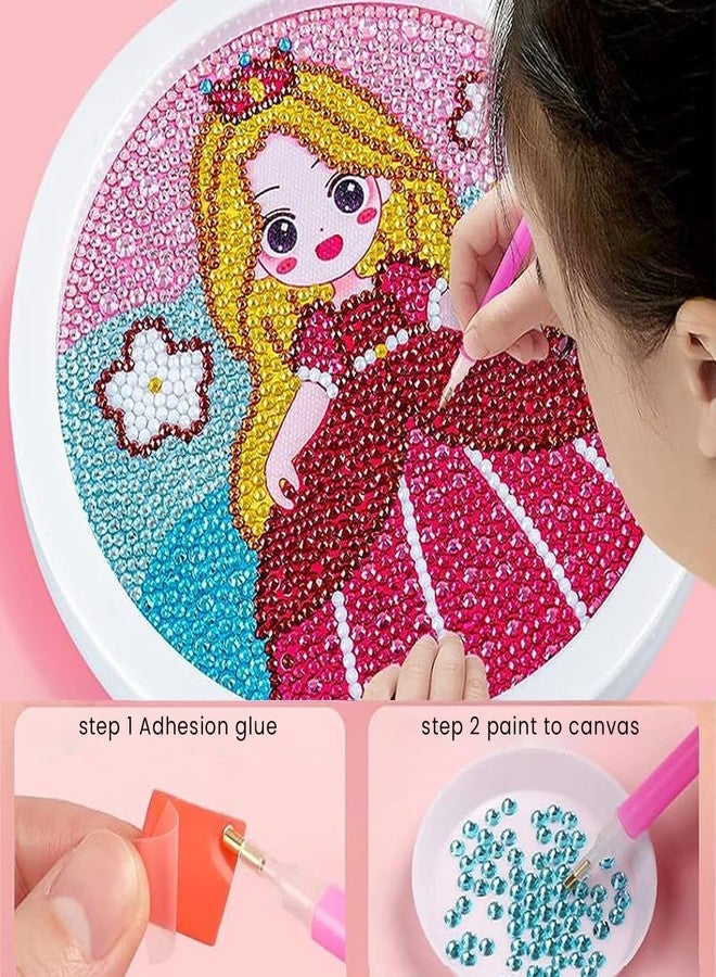 TREXEE 5D Diamond Painting Kits for Kids Wooden Frame Diamond Arts and Craft Kit Cartoon Princess Diamond Art Kit with Frame & Tool Art Craft DIY Desk Decoration for Girls 6-8 9-12 Gift for Kids - Image 2